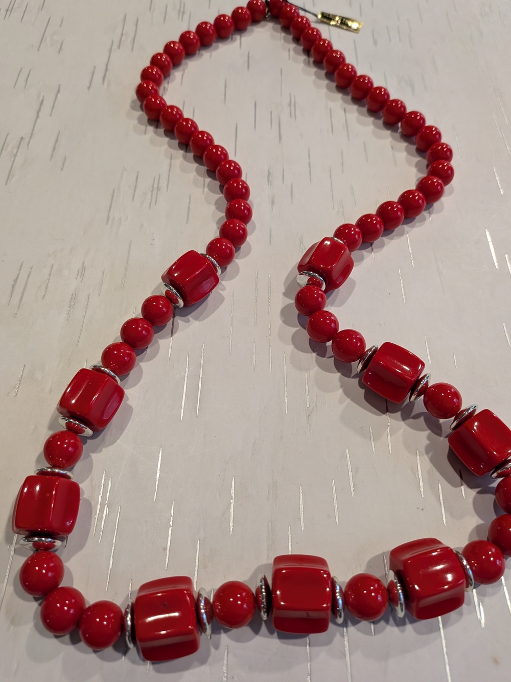 Genuine Lucite Red Beaded Necklace - Women Jewelry